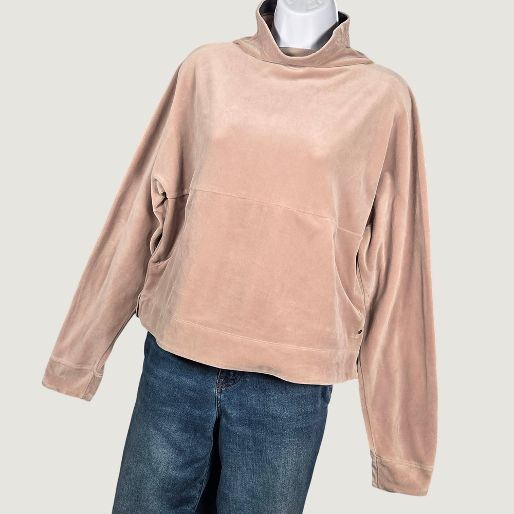 Prana Women Medium Velvet Phoenix Pullover Sweatshirt Funnel Neck Blush Pink